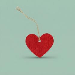 Jute hartjes labels rood